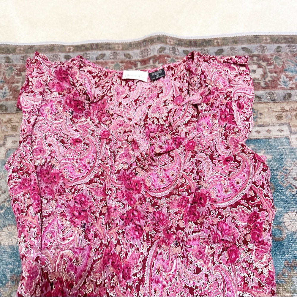 Y2k Charlotte Russe Pink paisley print maxi dress with ruffles Size Large - Picture 5 of 9